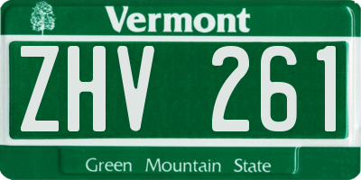 VT license plate ZHV261