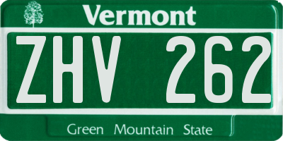 VT license plate ZHV262