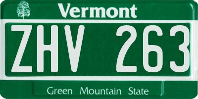 VT license plate ZHV263