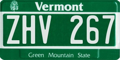 VT license plate ZHV267