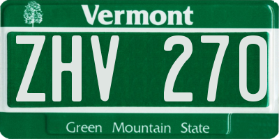 VT license plate ZHV270
