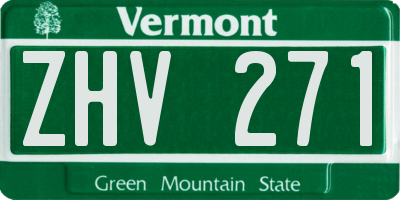 VT license plate ZHV271