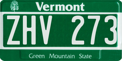 VT license plate ZHV273