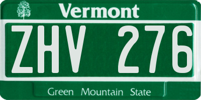 VT license plate ZHV276