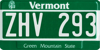 VT license plate ZHV293