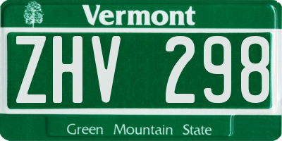 VT license plate ZHV298