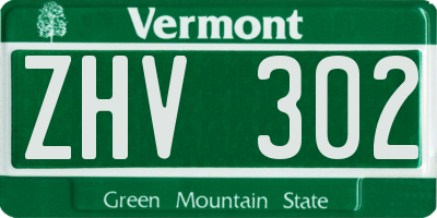 VT license plate ZHV302