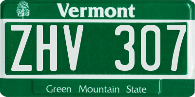 VT license plate ZHV307