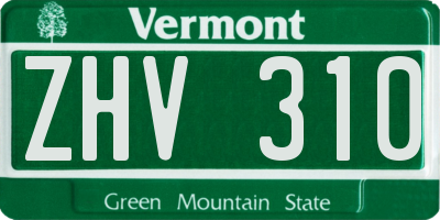 VT license plate ZHV310