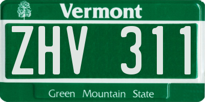 VT license plate ZHV311