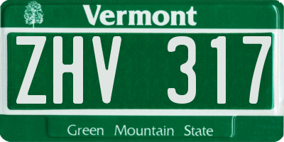 VT license plate ZHV317