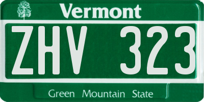 VT license plate ZHV323