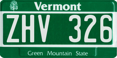 VT license plate ZHV326