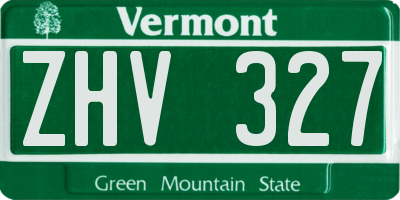 VT license plate ZHV327