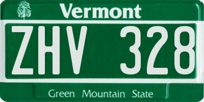 VT license plate ZHV328