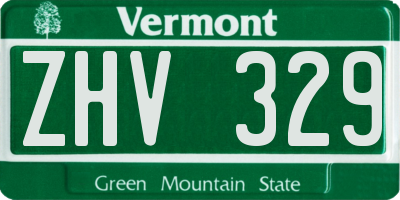 VT license plate ZHV329