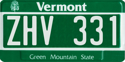 VT license plate ZHV331