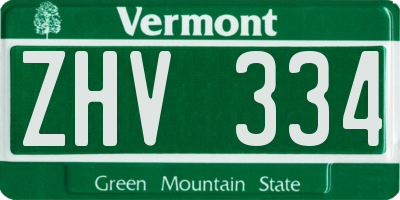 VT license plate ZHV334