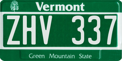 VT license plate ZHV337