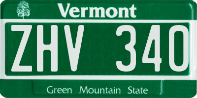 VT license plate ZHV340