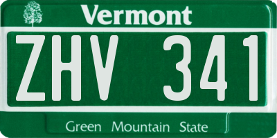 VT license plate ZHV341