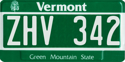 VT license plate ZHV342
