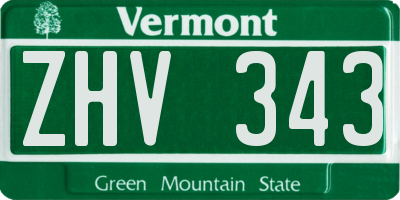 VT license plate ZHV343