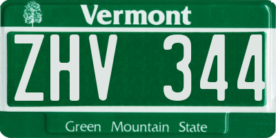 VT license plate ZHV344