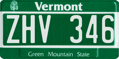 VT license plate ZHV346