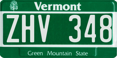 VT license plate ZHV348