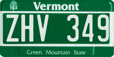 VT license plate ZHV349