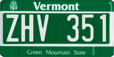 VT license plate ZHV351