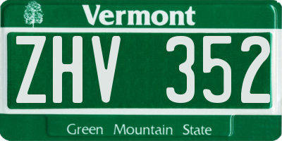 VT license plate ZHV352