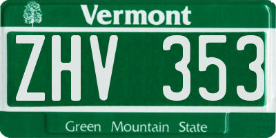 VT license plate ZHV353