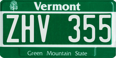 VT license plate ZHV355