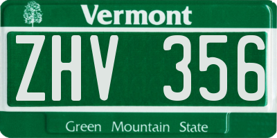 VT license plate ZHV356