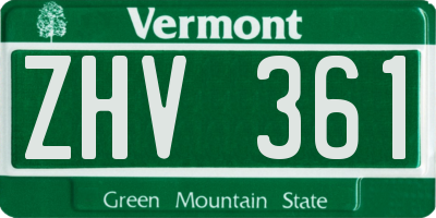 VT license plate ZHV361