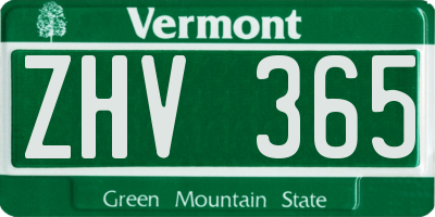 VT license plate ZHV365