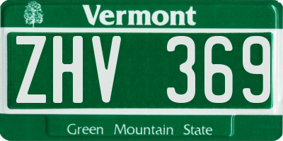 VT license plate ZHV369