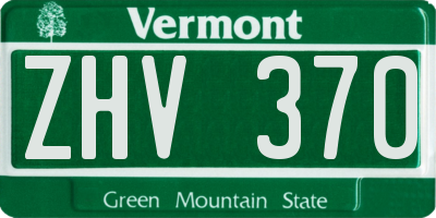 VT license plate ZHV370