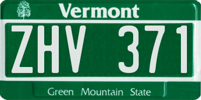 VT license plate ZHV371