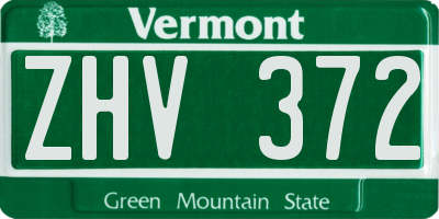 VT license plate ZHV372