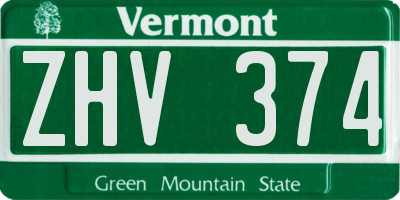 VT license plate ZHV374