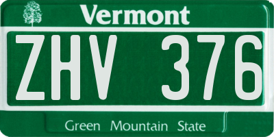 VT license plate ZHV376