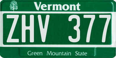VT license plate ZHV377