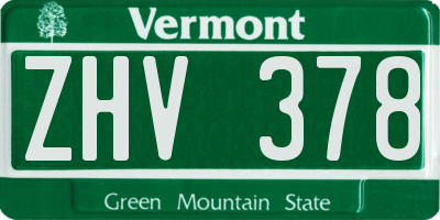 VT license plate ZHV378