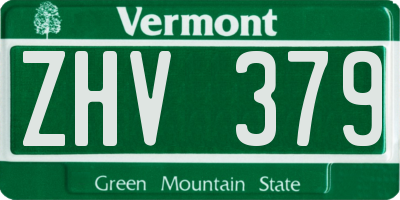 VT license plate ZHV379