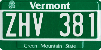 VT license plate ZHV381
