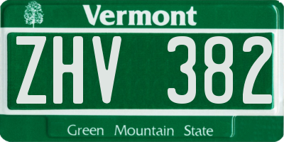 VT license plate ZHV382