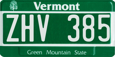 VT license plate ZHV385